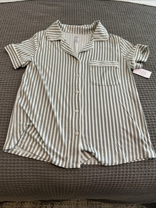 Auden Other - Auden Women's Short Sleeve Striped Pajama Top - White & Green